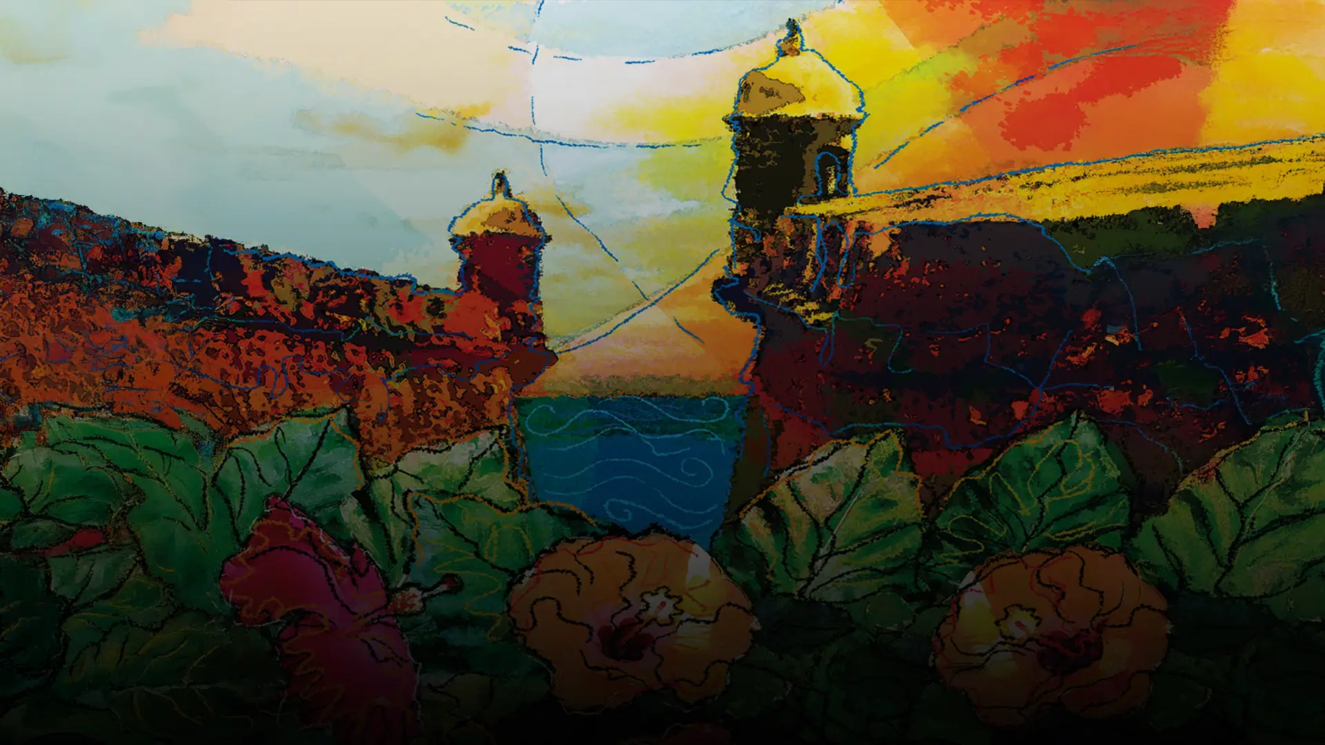 Puerto Rico fort with flowers on front